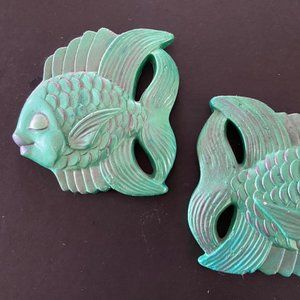 Vintage fish chalk ware wall decor